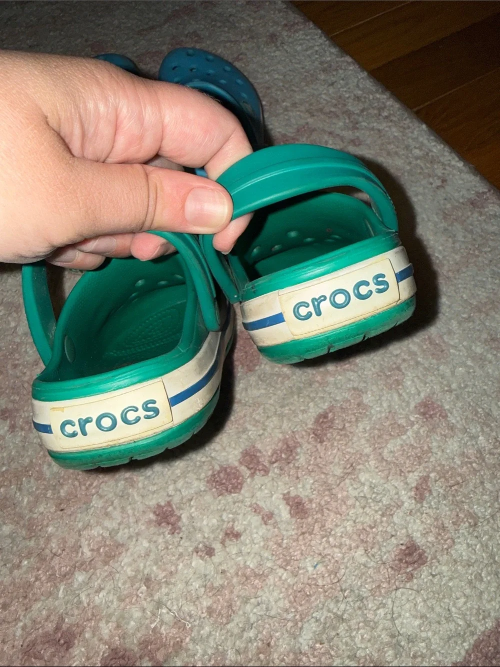 CROCS Little Kids Clogs Bundle in Green and Blue - Size 9